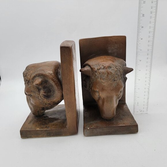 Arthur Court Ram Head Chalkware Bookends - Picture 4 of 4